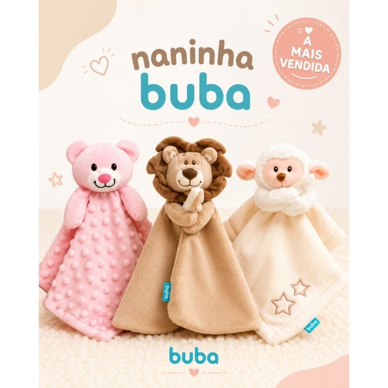 Naninha Buba Para Bebe Antialérgica Pelúcia Macia Fofa Bebê Paninho Dormir de Bebe Bichinhos Pelúcia