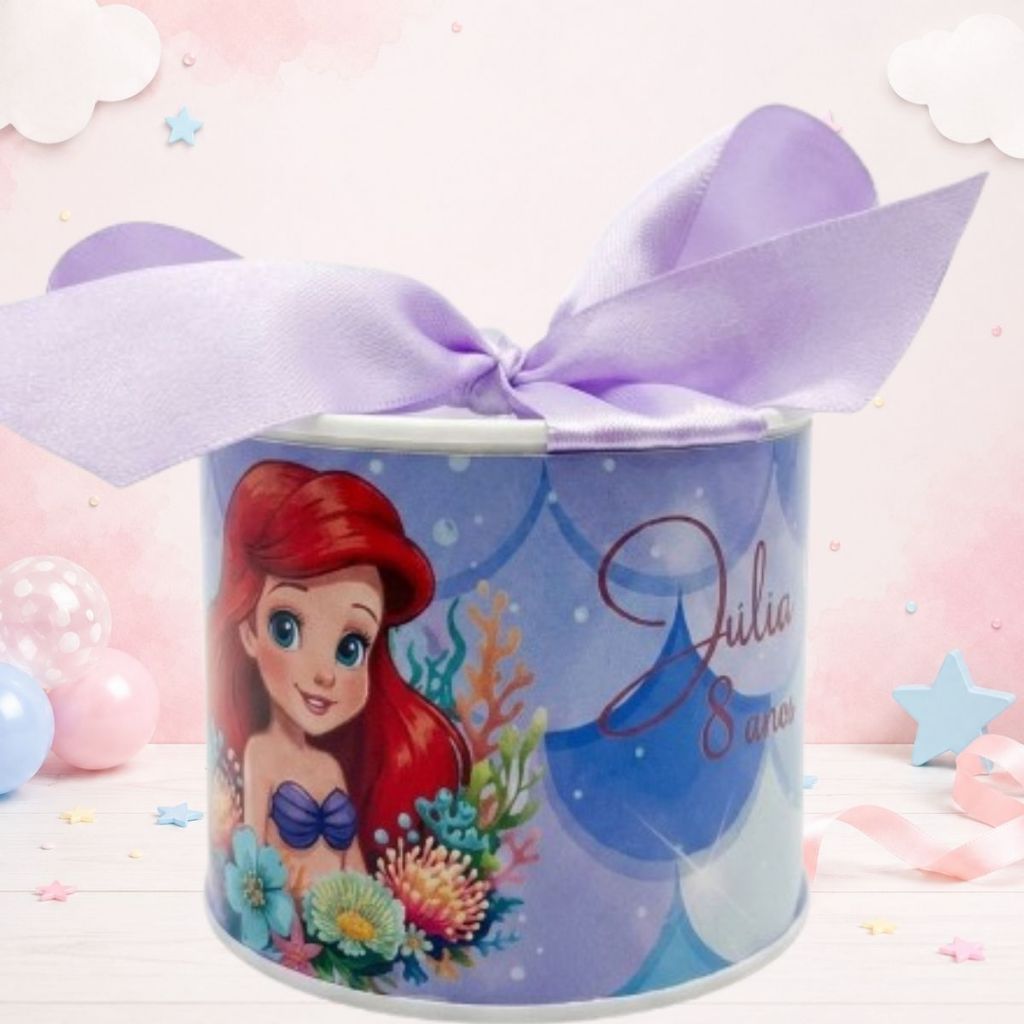 Kit Tubolata Personalizada Ariel 5x6 | Lembrancinha Aniversário, Batizado e Maternidade