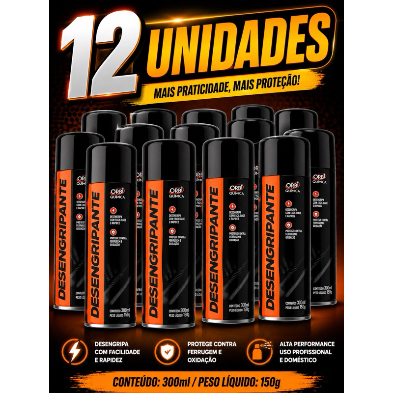 Kit (12unidades) óleo desengripante lubrificante 300ml orbi white lub