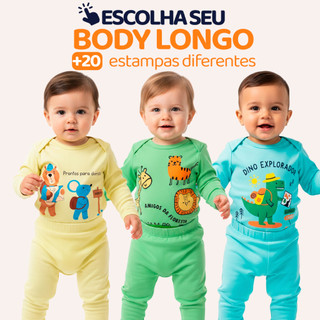 Escolha seu Conjunto Body Bebe Peças de Roupas para Bebê Menino Body Longo + Calça Mijão …