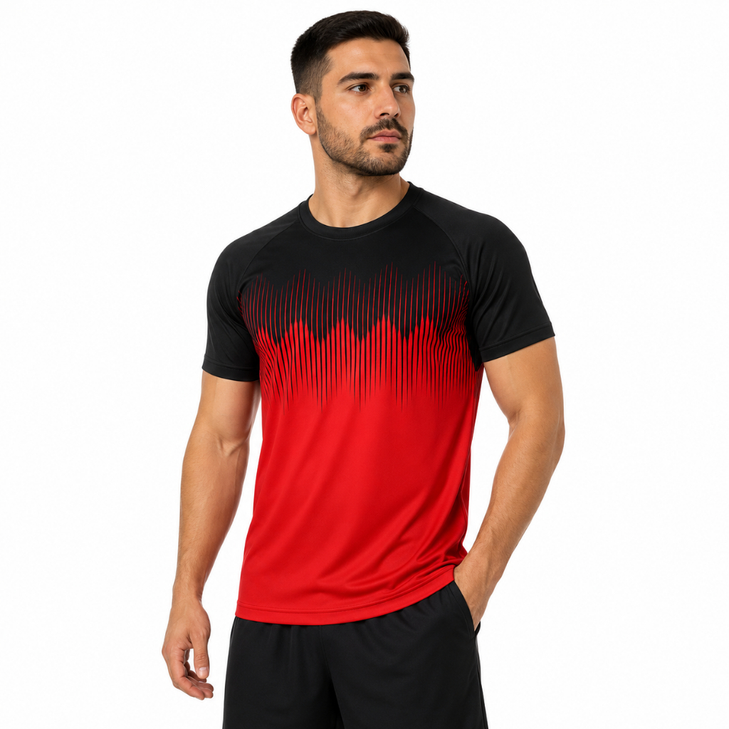 Camiseta Masculina Dry Fit Sublimada Para Treino Academia Futebol Tecido Leve Promoção Vermelho