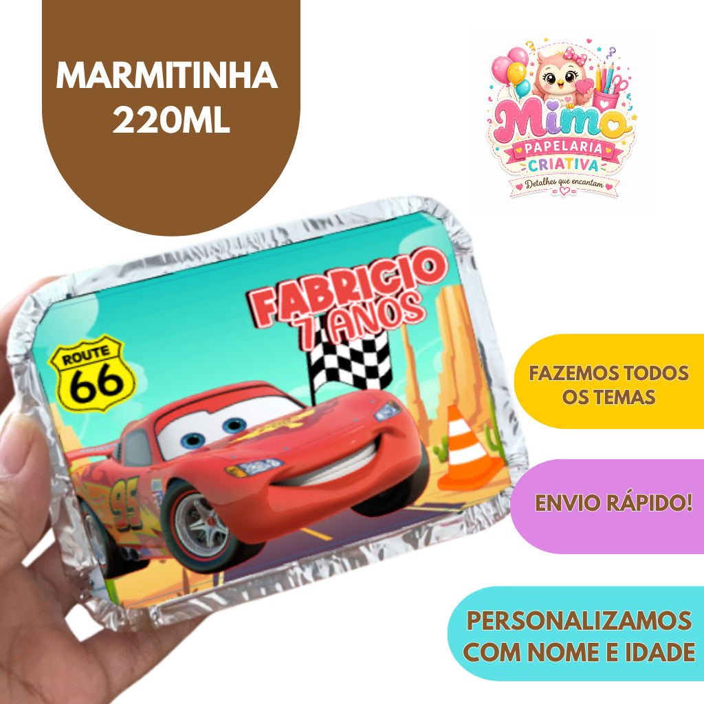 Marmita personalizada personalizados Carros / kit marmita / lembrancinhas de aniversário / marmitinha