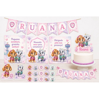 Kit Festa Só Um Bolinho – Skye e Everest Aquarela | Personalizado com Nome