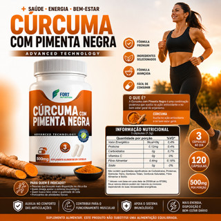 Curcuma Longa 120 Capsulas com P. preta legitima 100% Pura