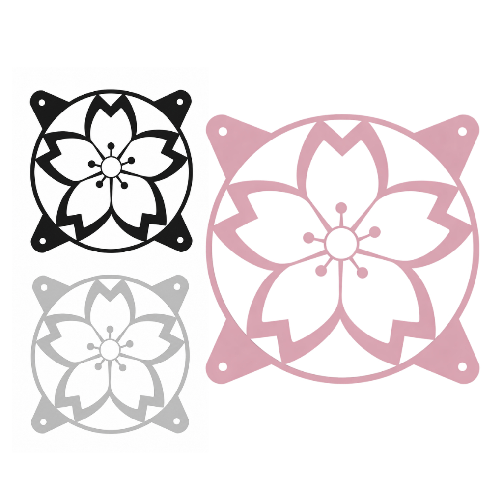 Capa para Ventoinha Fan Water Cooler Grade Fan Sakura Flower 120 mm PC Gamer Acessório Proteção Cooler