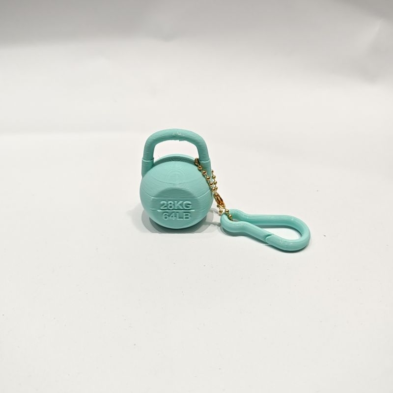 Chaveiro + mosquetão Mini Kettlebell Porta Suplemento rosqueável Creatina Whey Academia Porta creatina