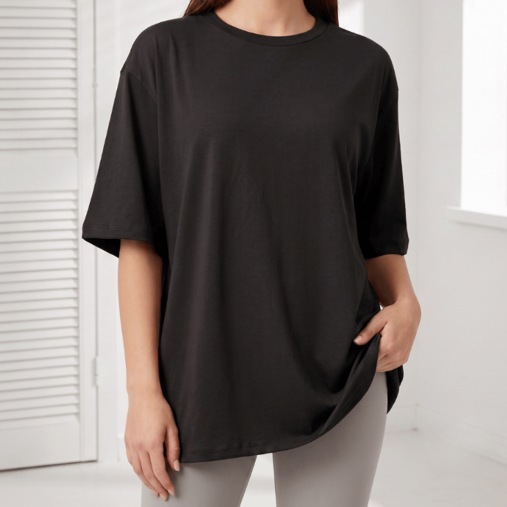 Blusa Feminina Oversized Viscolycra Premium Camiseta Básica Manga Curta Casual Confortável Soltinha Moda Feminina