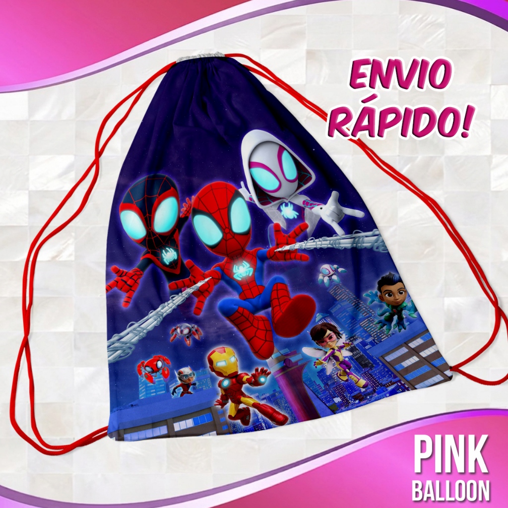 MOCHILINHA HOMEM ARANHA SPIDEY E SEUS AMIGOS (ENVIO RÁPIDO) - SACOLINHA LEMBRANCINHA NÃO PERSONALIZADA