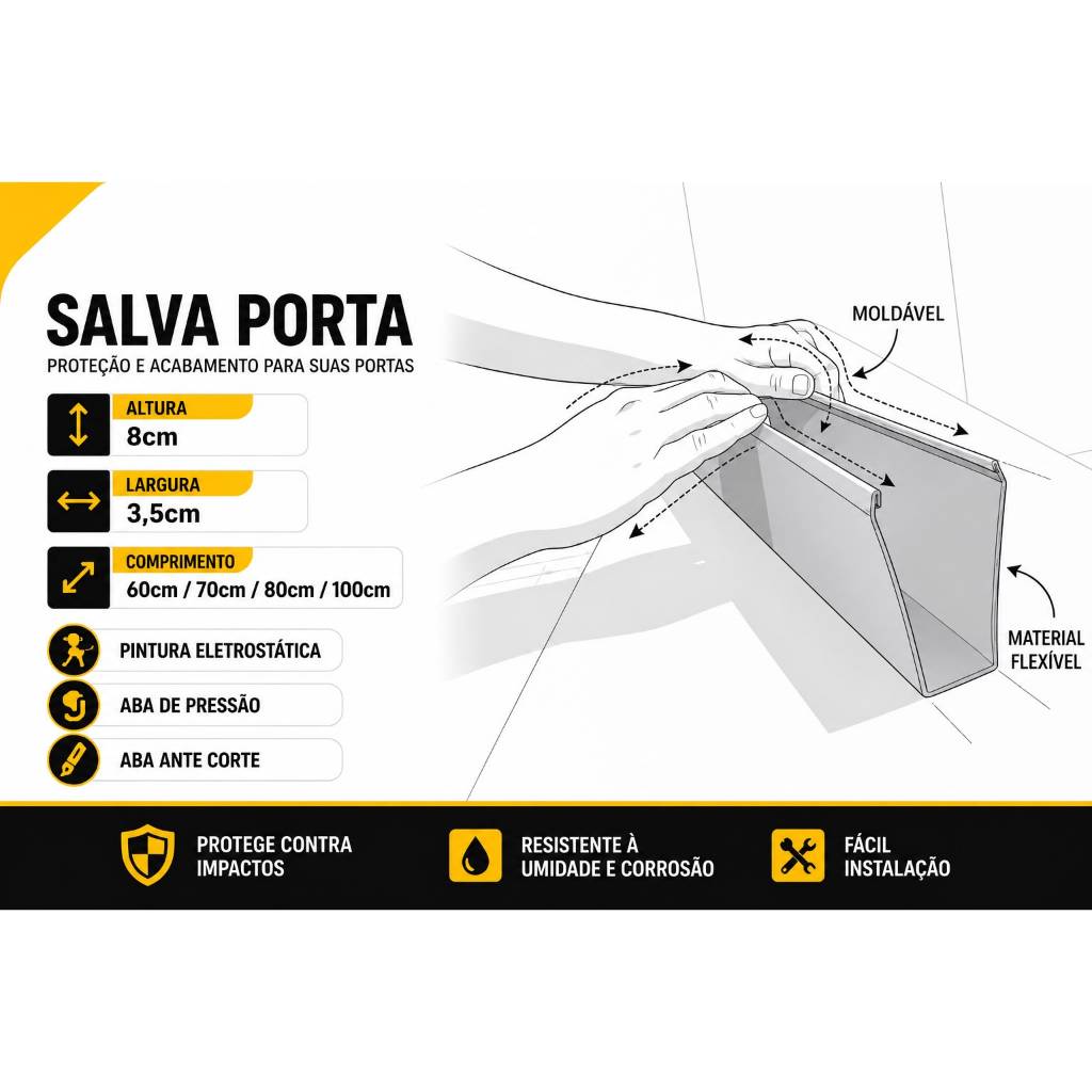 Protetor de Porta 3,5cm X 8cm de Altura com 60,70,80 e 100cm de comprimento — imagem 2 de 2