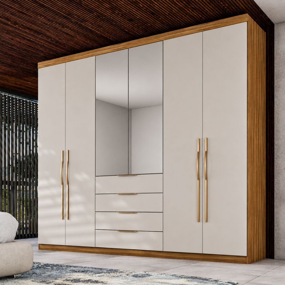 Guarda-Roupa Casal com Espelho 6 Portas 4 Gavetas Giardino Demóbile