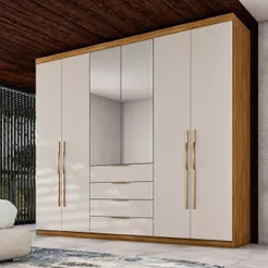 Guarda-Roupa Casal com Espelho 6 Portas 4 Gavetas Giardino Demóbile