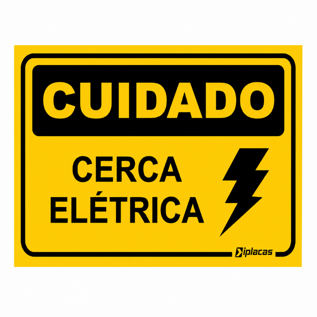 Placa Cuidado Cerca Elétrica PVC 20x15 Sinalização Segurança Aviso Área de Risco Alta Durabilidade Adesiva
