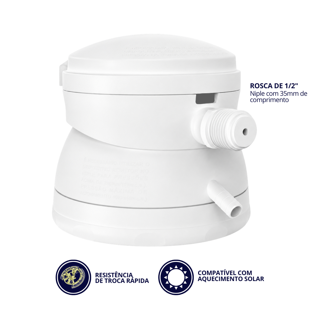 Ducha Chuveiro Elétrico Para Banho 3 Temperaturas 3200W / 4400W / 5400W - 220V / 127V Branco Durín — imagem 2 de 2