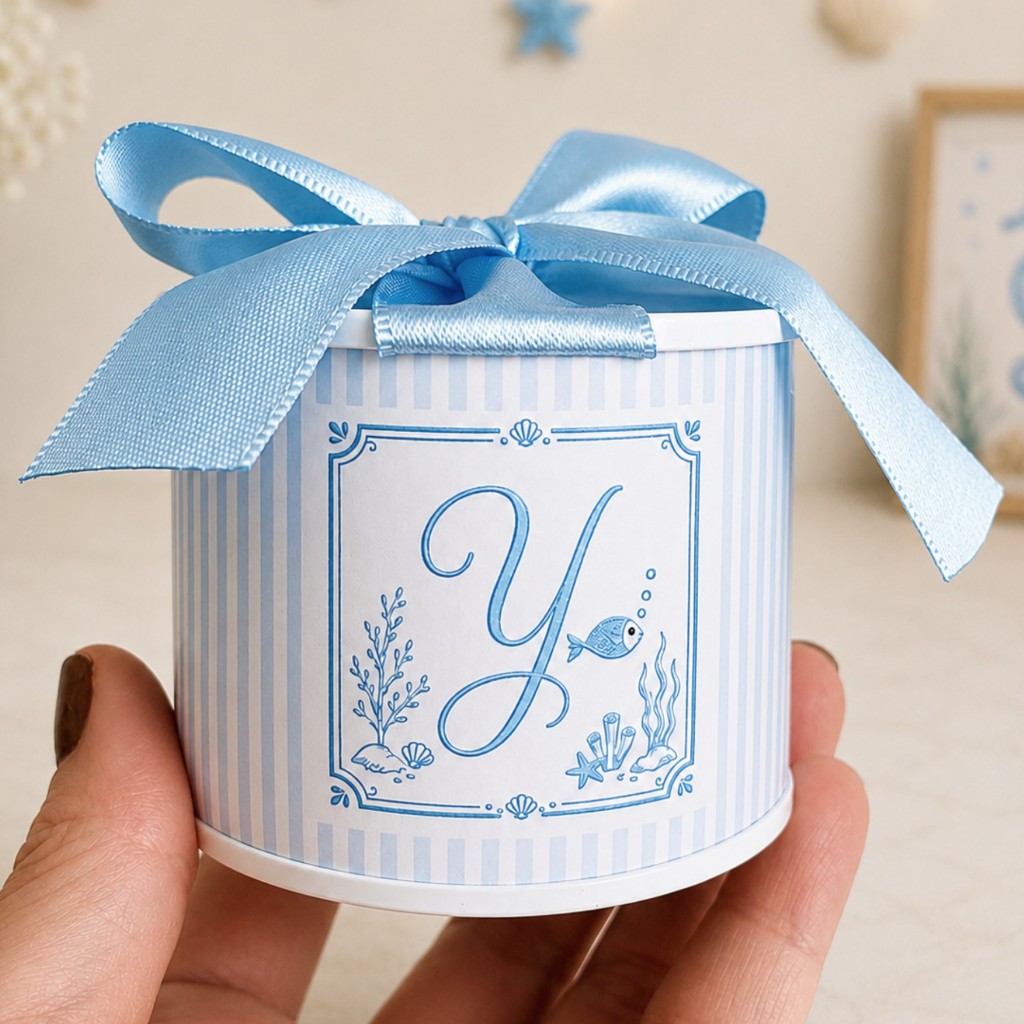 KIT TUBOLATA PERSONALIZADA 5X6-FUNDO DO MAR DELICADO-LEMBRANCINHAS-CHÁ DE BEBE-MATERNIDADE-ANIVERSÁRIO