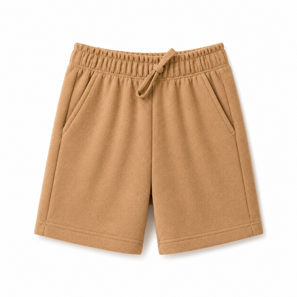 Short Bermuda Masculino Infantil Confortável Moletinho Confortável Tamanho 2 ao 16  BEGE ESCURO