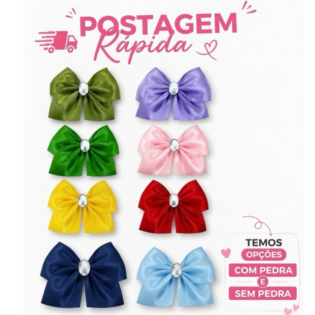 Laço de Cetim Grande nº 9 / várias cores / laço pronto / laço com pedra / Kit laço cetim / laço para lembrancinha