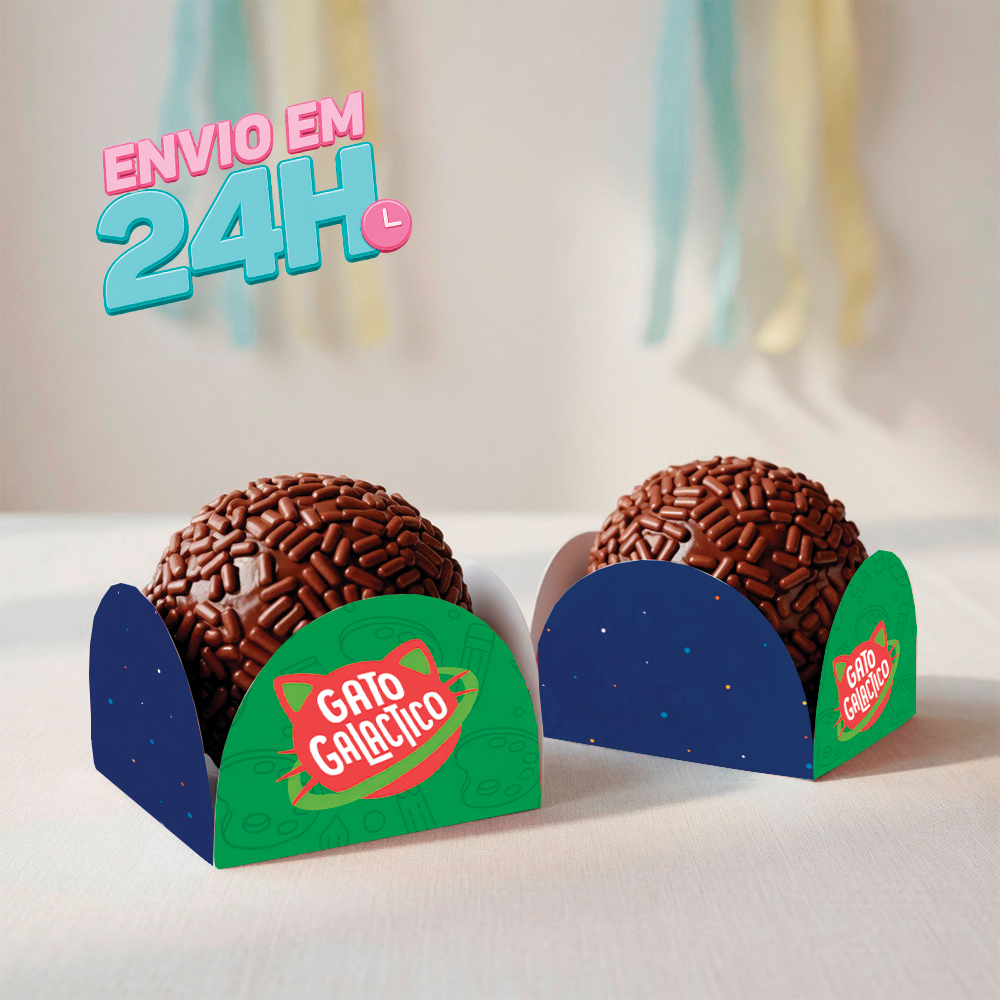 Forminha de Doces Gato Galáctico Personalizada no Tema| Lembrancinha de Festa | Aniversário | Porta Doce Festa de Anives