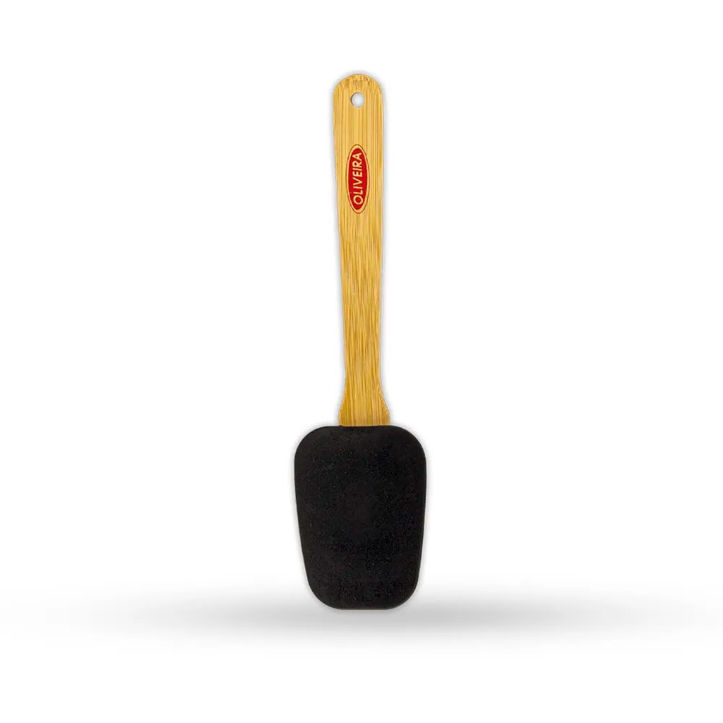 Espátula Silicone com cabo de bambu. 25cm Rose Alumínio Utensílio Cozinha Oliveira