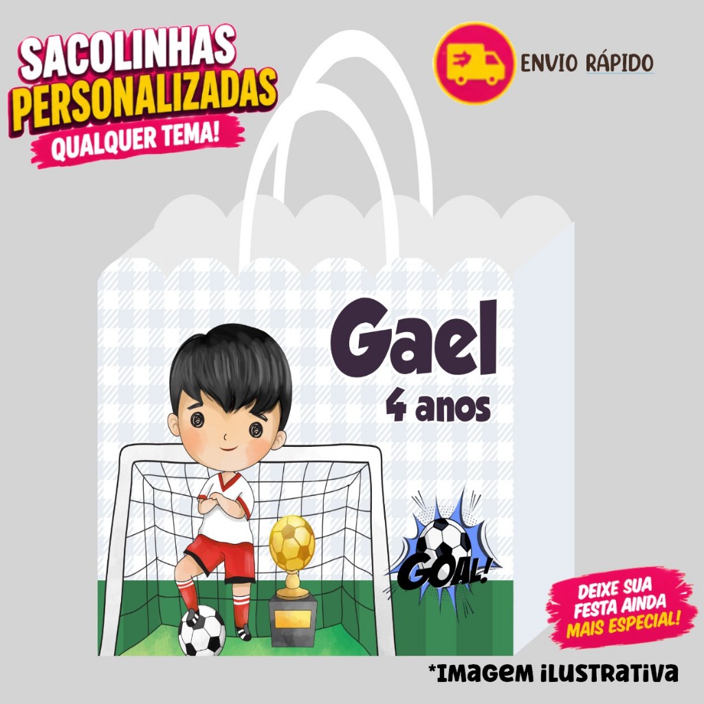Sacolinha FUTEBOL Personalizados | Sacolinha | Lembrancinha | Mimos | Aniversário (PEGUE E MONTE)