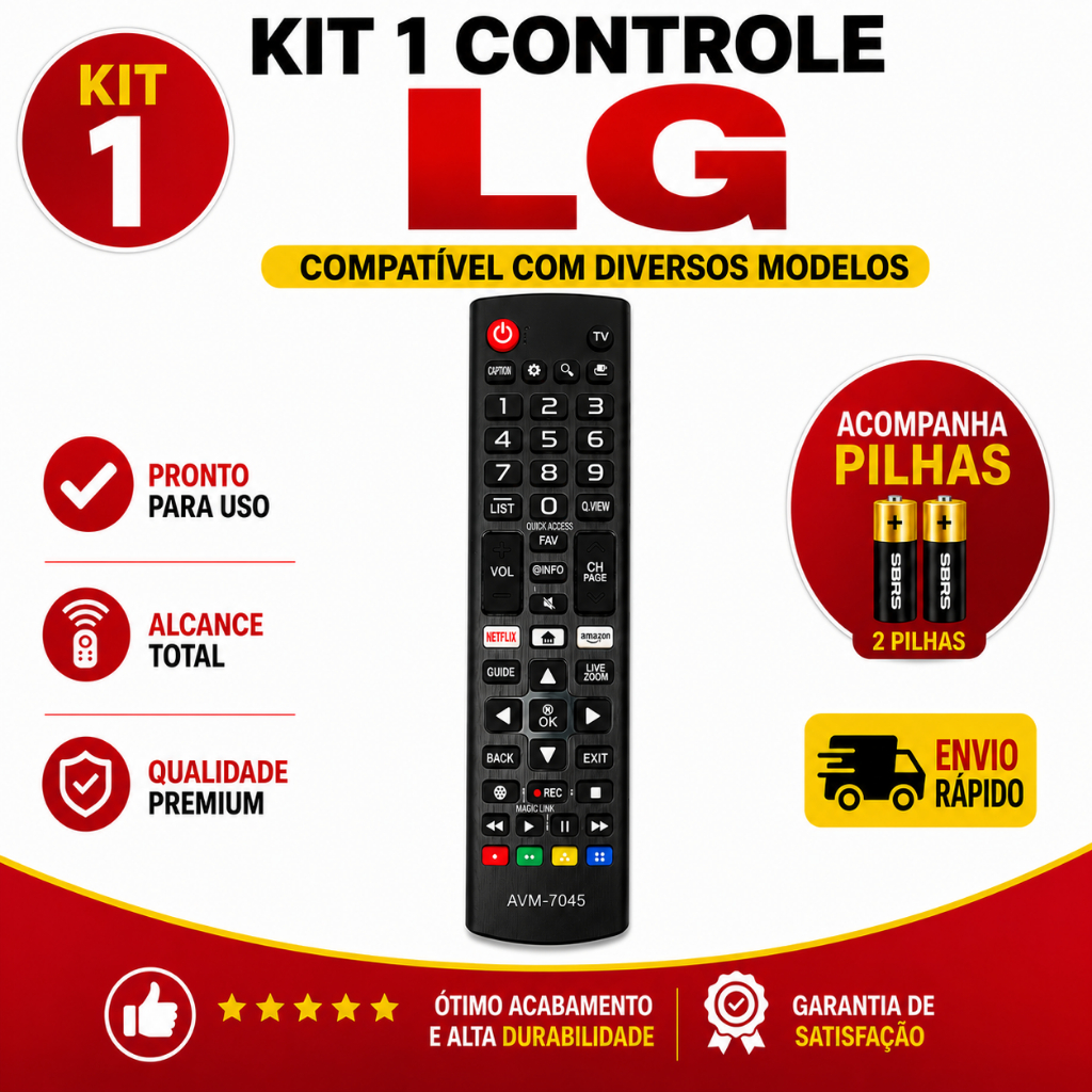 Kit Controle, Comando Remoto LG Smart TV Acompanha Pilhas — imagem 2 de 2