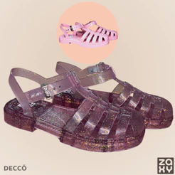 Sandália Papete Infantil Zaxy Lovely Sand Fechamento Fivela Fofinha Confortável Moderninha Glitter