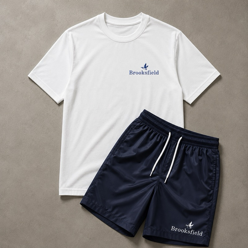 kit Blusa Short Masculino Brooksfield Bermuda Tectel Elastano com Bolso Camiseta 100% Algodão — imagem 2 de 2