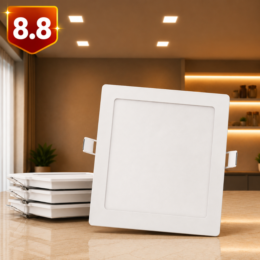 Luminária Painel Plafon Led 12w Embutir Quadrado Teto Branco Frio Alumínio Econômico Gesso