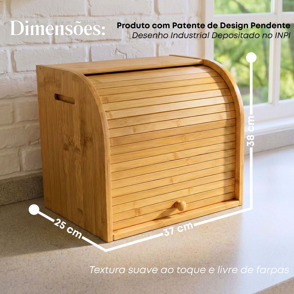 Porta Pão em Bambu Cozinha Armazenamento de Pães Ecoeden