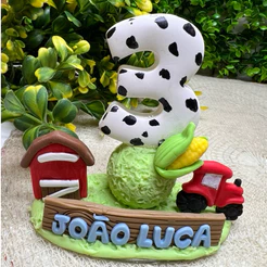 Vela Aniversário Infantil Personalizada em Biscuit fazendinha
