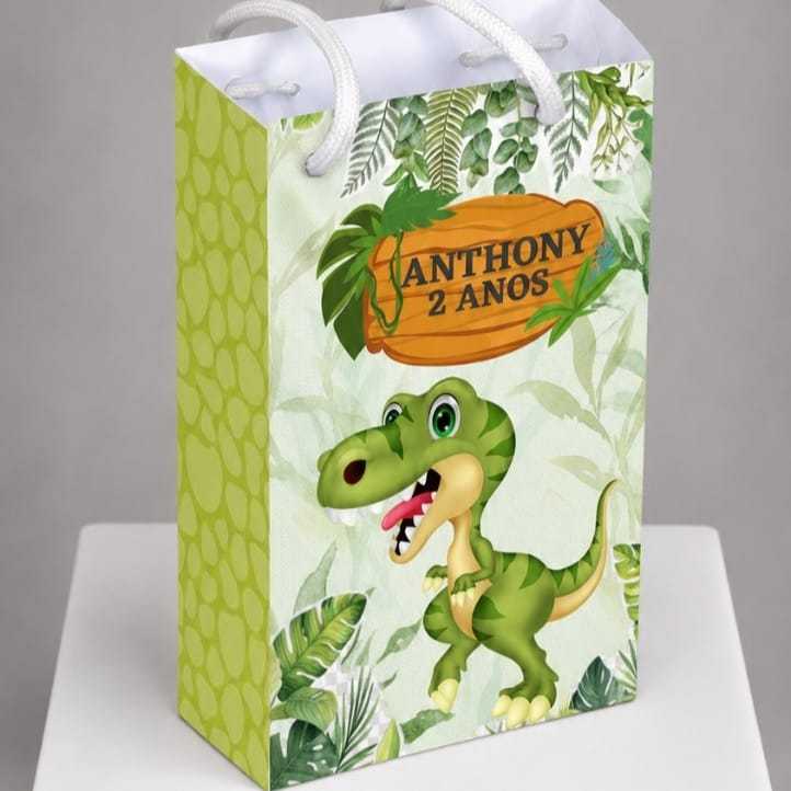 Sacolinha Personalizada DINOSSAURO BABY - PEGUE E MONTE | Lembrancinhas Mimos Festa Infantil