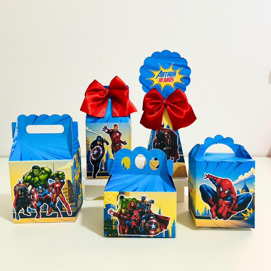 Kit Festa Os Vingadores Lembrancinha Personalizada Aniversário Infantil Caixas Desmontada