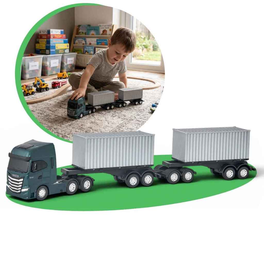 Caminhão Brinquedo Iveco S-Way Rodotrem 9 Eixos Miniatura Usual Carretas Articul