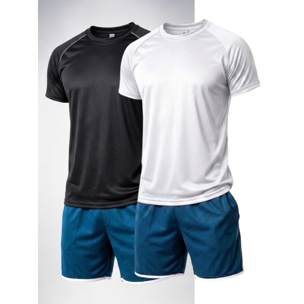KIT 2 Camisetas DryFit Masculina Manga Curta Fitness Corrida de Academia Futebol