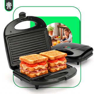 Sanduicheira Grill Elétrica 750W Antiaderente 2 Sanduíches Rápido 110V ou 220V Preto Termostato Automatico