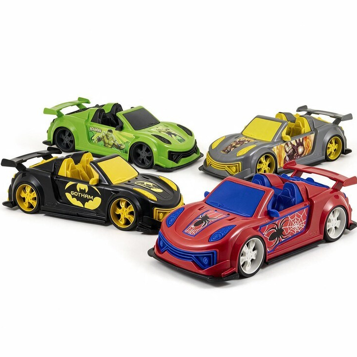 Kit 4 Carrinhos de Brinquedo Heróis Vingadores Homem-Aranha, Homem de Ferro, Batman e Hulk | Tamanho 38cm | QUEEN SHOP · foto 2