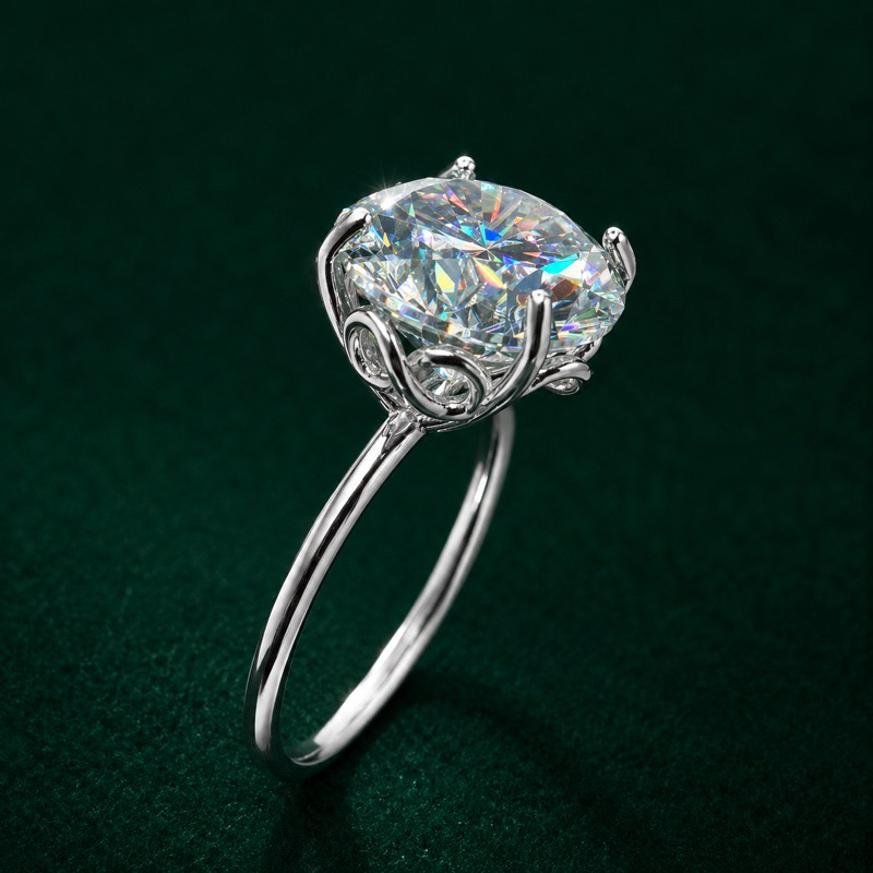 Anel Solitário Moissanite 12mm Detalhe Infinito Prata 925 Feminino Sofisticado