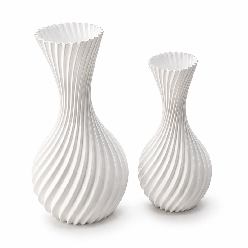Kit 2 Vasos Decorativos Modernos em Espiral de Plástico para Sala Quarto e Decoração