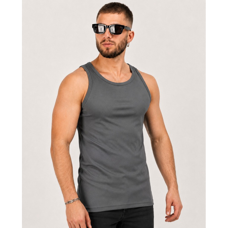 Camisa Regata Masculina Canelada Oversized Estilo Americana Justa