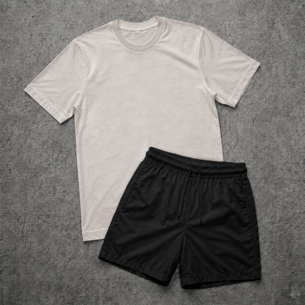 Conjunto Masculino Camiseta 100% Algodão + Short com Elastano Casual Confortável Verão