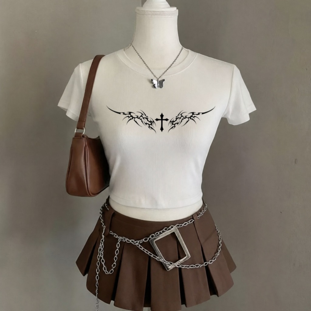 BabyTee Babylook Feminina Blusa Slim Fit Manga Curta Blusa de Compressão Ajuste Perfeito colada