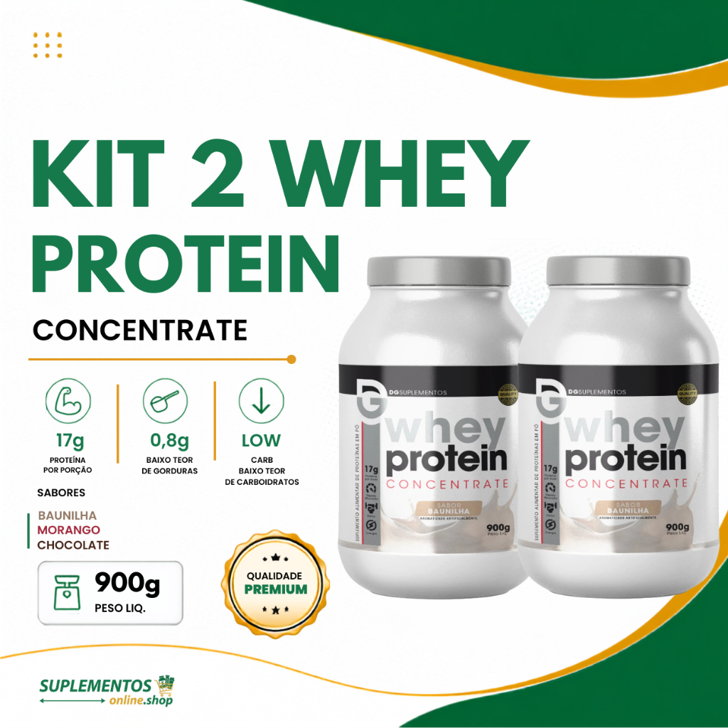 Kit Whey Protein 900g com BCAA e Creatina