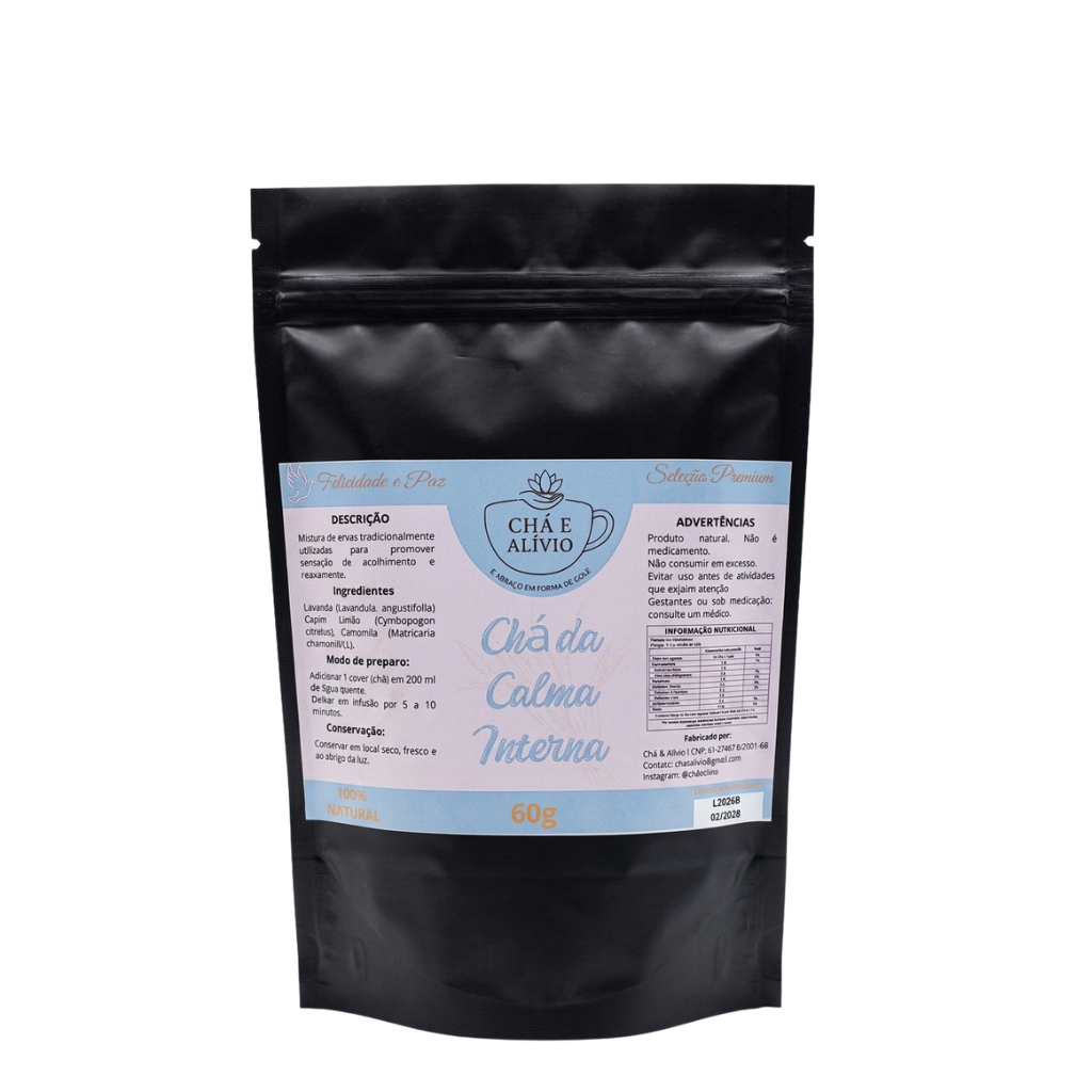 Imagem Chá da Calma Interna, Blend Calmante, Folhas Soltas, 60g, Capim-limão Camomila Lavanda 100% Natural
