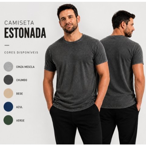 Camiseta Estonada Lavada Perfumada Premium Não Desbota Não Encolhe