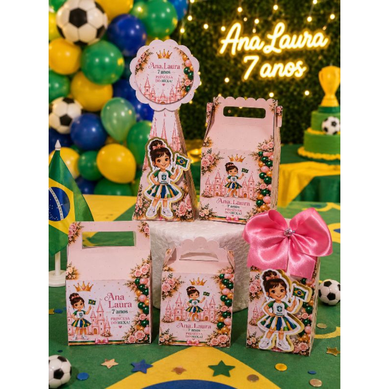 Kit Festa Personalizado Brasil menina princesa – Decoração de Festa Lembrancinhas Caixinhas para Festa