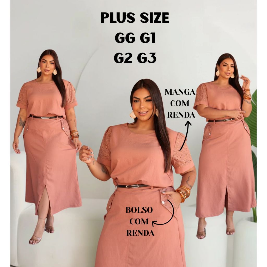 Conjunto Alfaiateria Marrante Blusa e Saia longa Evangelica