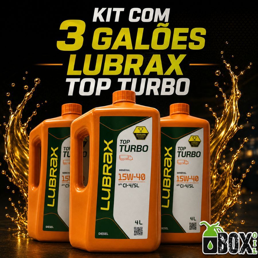 Kit Troca Óleo Motor Diesel 15w40 Lubrax Top Turbo 3 Galoes de 4 litros