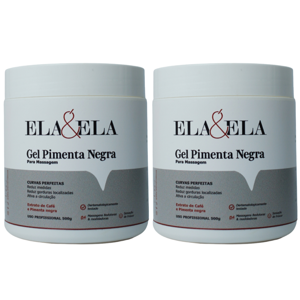 ✨ Kit 2x Gel Pimenta Negra Modelador ELA & ELA – Efeito Redutor e Circulação Ativa ✨