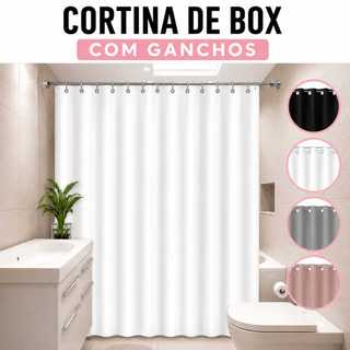 Cortina de Box Vinil Lisa Banheiro Moderna Impermeável Com Ganchos Anti-Mofo