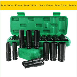 Kit Jogo de Soquetes de Impacto Longo 1/2 10 Peças 8 A 24mm