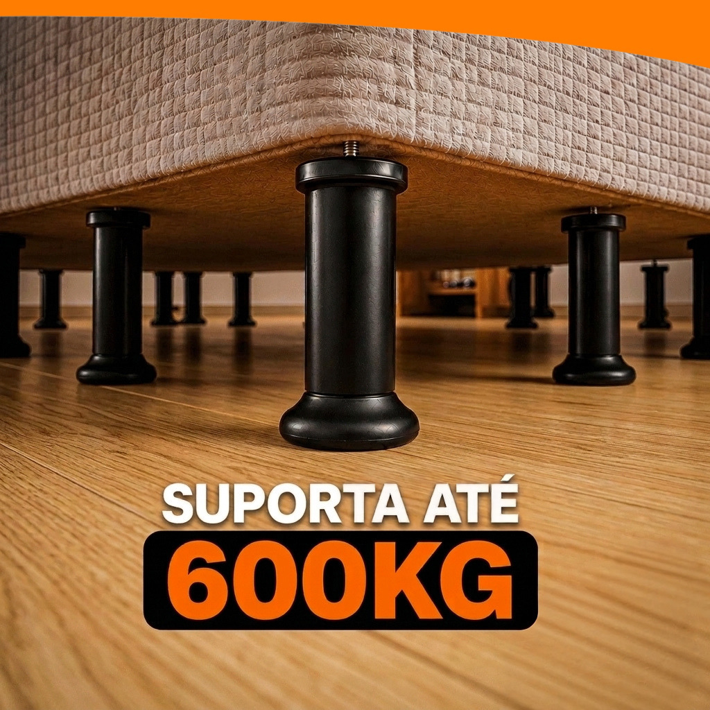 Kit 2 a 12 Und Pés Cama Box Reforçado 12cm Parafuso Pezinho Plástico Universal Escolha Quantidade